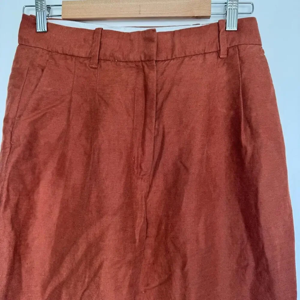 Aritzia Wilfred Carrot High Waisted Tapered Linen Trousers - Anise - 8